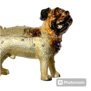 Pug Trinket Box with crystals, sparkling, very heavy anatomically, correct